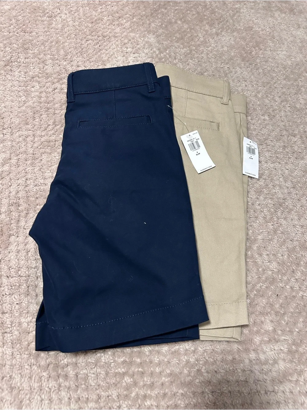 Old Navy Boys Khaki and Navy Slim Shorts